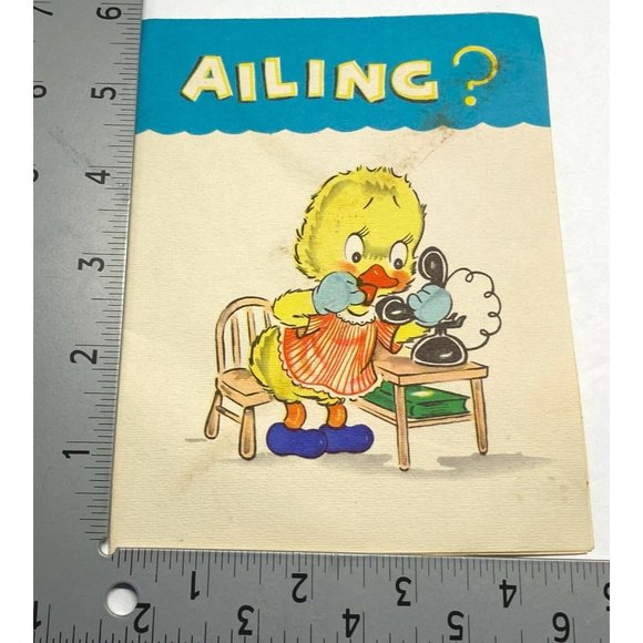 Vintage Get Well Soon Greeting Card Baby Duck Art Guild of Williamsburg Used - Picture 4 of 5